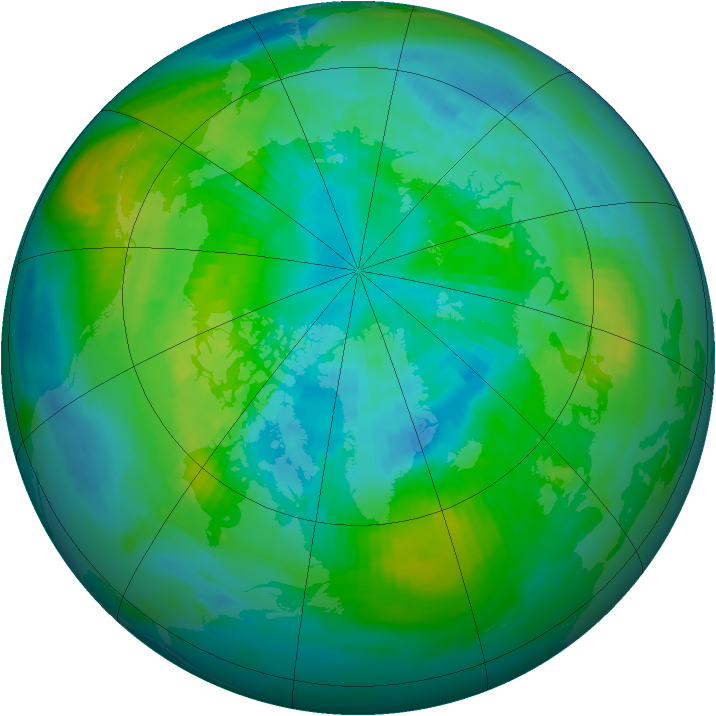 Arctic ozone map for 01 October 1979